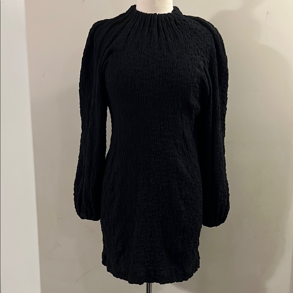 STINE GOYA Black Sheath Dress Long Sleeve Mock Neck